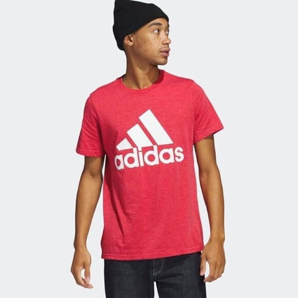 Adidas 3 Stripes Amplifier Tee T-Shirt Red Mens Athletic Workout Casual Shirt XL - Picture 1 of 5